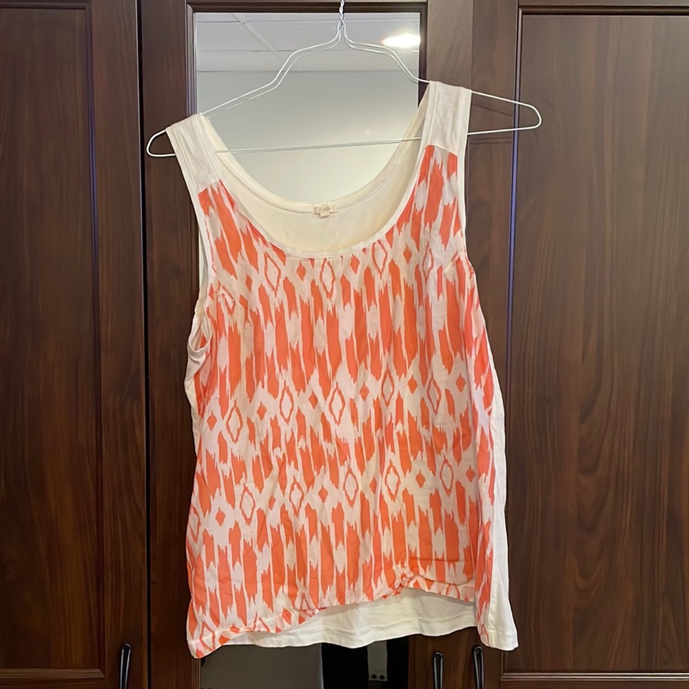 J.Crew coral and white tank top